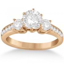 Three-Stone Diamond Engagement Ring with Sidestones in 18k Rose Gold (0.45 ctw)