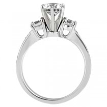 Three-Stone Diamond Engagement Ring with Sidestones in 18k White Gold (0.45 ctw)