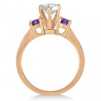 Three-Stone Amethyst & Diamond Engagement Ring 14k Rose Gold (0.45ct)