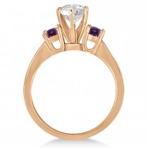 Three-Stone Diamond Engagement Ring with Lab Alexandrites in 14k Rose Gold (0.45 ctw)