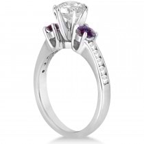 Three-Stone Diamond Engagement Ring with Lab Alexandrites in 14k White Gold (0.45 ctw)