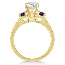 Three-Stone Diamond Engagement Ring with Lab Alexandrites in 14k Yellow Gold (0.45 ctw)