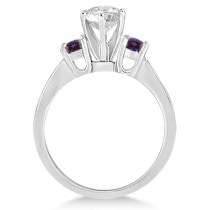 Three-Stone Diamond Engagement Ring w/ Lab Alexandrites Platinum (0.45ct)