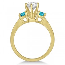3 Stone White & Blue Diamond Engagement Ring 18K Yellow Gold (0.45 ctw)