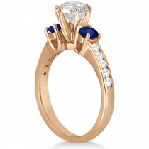 Three-Stone Sapphire & Lab Diamond Engagement Ring 14k Rose Gold (0.60ct)