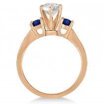 Three-Stone Sapphire & Diamond Engagement Ring 14k Rose Gold (0.60ct)