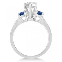 Three-Stone Sapphire & Diamond Engagement Ring 18k White Gold (0.60ct)