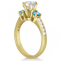 Three-Stone Blue Topaz & Diamond Engagement Ring 14k Y. Gold (0.45ct)