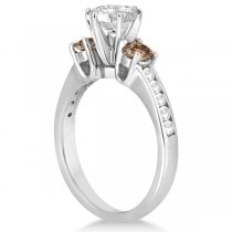 White & Champagne Diamond Engagement Ring 18K White Gold (0.45 ctw)