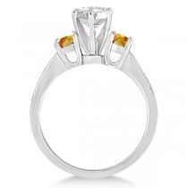 Three-Stone Citrine & Diamond Engagement Ring 14k White Gold (0.45ct)