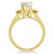 Three-Stone Citrine & Diamond Engagement Ring 14k Yellow Gold (0.45ct)