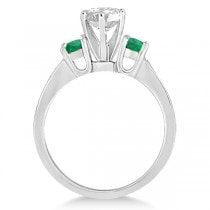 Three-Stone Emerald & Diamond Engagement Ring 14k White Gold (0.45ct)