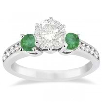 Three-Stone Emerald & Diamond Engagement Ring Platinum (0.45ct)