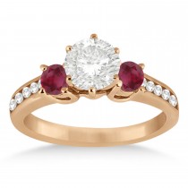 Three-Stone Garnet & Diamond Engagement Ring 14k Rose Gold (0.45ct)