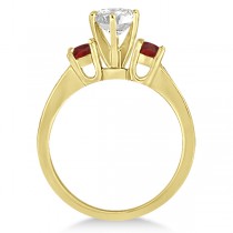 Three-Stone Garnet & Diamond Engagement Ring 14k Yellow Gold (0.45ct)