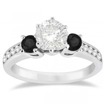 3 Stone White & Black Diamond Engagement Ring 14K White Gold (0.45 ctw)