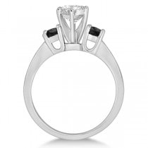 3 Stone White & Black Diamond Engagement Ring 14K White Gold (0.45 ctw)