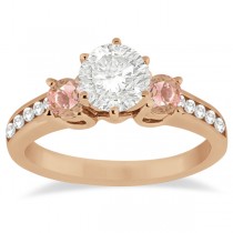 Three-Stone Morganite & Diamond Engagement Ring 14k Rose Gold (0.45ct)