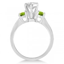 Three-Stone Peridot & Diamond Engagement Ring 14k White Gold (0.45ct)