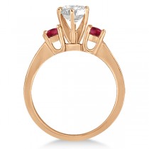 Three-Stone Ruby & Diamond Engagement Ring 14k Rose Gold (0.60ct)