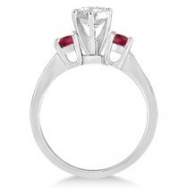 Three-Stone Ruby & Diamond Engagement Ring Palladium (0.60ct)
