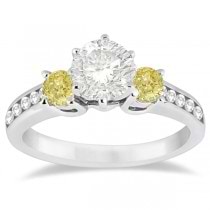 3 Stone White & Yellow Diamond Engagement Ring 14K White Gold (0.45 ctw)