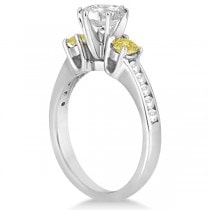 3 Stone White & Yellow Diamond Engagement Ring 14K White Gold (0.45 ctw)