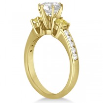 3 Stone White & Yellow Diamond Engagement Ring 14K Yellow Gold (0.45 ctw)