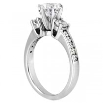 Three-Stone Diamond Engagement Ring w/ Sidestones Palladium (0.45ct)