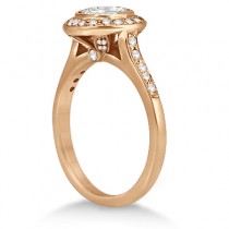 Cathedral Halo Diamond Engagement Ring Setting 14k Rose Gold (0.37ct)