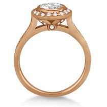 Cathedral Halo Diamond Engagement Ring Setting 14k Rose Gold (0.37ct)