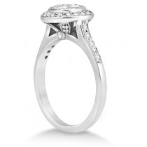 Cathedral Halo Diamond Engagement Ring Setting 14k White Gold (0.37ct)