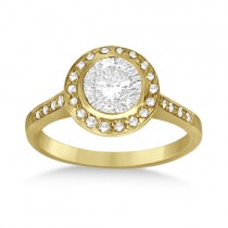Cathedral Halo Diamond Engagement Ring Setting 14k Yellow Gold (0.37ct)