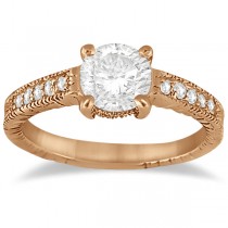 Antique Diamond Vintage Engagement Ring Setting 14k Rose Gold (0.20ct)
