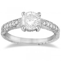 Antique Diamond Vintage Engagement Ring Setting 14k White Gold (0.20ct)