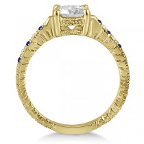 Vintage Blue Sapphire & Diamond Engagement Ring 14k Yellow Gold 0.31ct