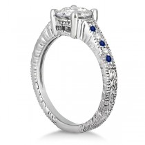 Vintage Blue Sapphire & Diamond Engagement Ring Palladium 0.31ct