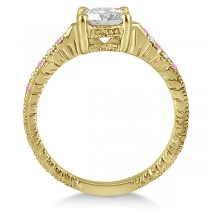 Vintage Pink Sapphire & Diamond Engagement Ring 14k Yellow Gold 0.31ct