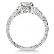 Vintage Pink Sapphire & Diamond Engagement Ring Palladium 0.31ct