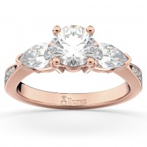 Three Stone Pear Cut Diamond Engagement Ring 14k Rose Gold (0.51ct)