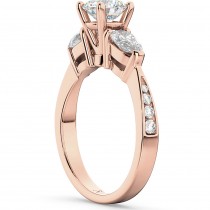 Three Stone Pear Cut Diamond Engagement Ring 14k Rose Gold (0.51ct)