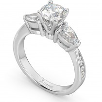 Three Stone Pear Cut Diamond Engagement Ring 14k White Gold (0.51ct)
