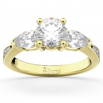 Three Stone Pear Cut Diamond Engagement Ring 14k Yellow Gold (0.51ct)