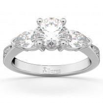 Three Stone Pear Cut Diamond Engagement Ring 18k White Gold (0.51ct)