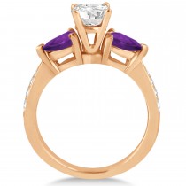 Cushion Diamond & Pear Amethyst Engagement Ring 14k Rose Gold (1.29ct)