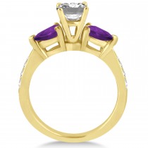 Emerald Diamond & Pear Amethyst Engagement Ring 14k Yellow Gold (1.29ct)