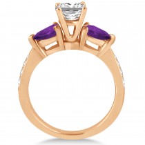 Princess Diamond & Pear Amethyst Engagement Ring 18k Rose Gold (1.79ct)