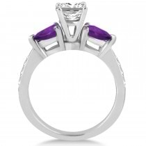 Princess Diamond & Pear Amethyst Engagement Ring in Palladium (1.79ct)