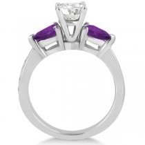 Diamond & Pear Amethyst Engagement Ring Palladium (0.79ct)