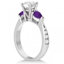 Lab Diamond & Pear Lab Amethyst Engagement Ring Platinum (0.79ct)